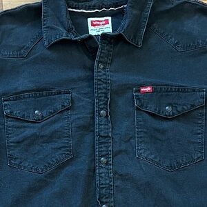 Wrangler Men’s 2XL Western Pearl Snap Black Heavyweight Button Down Work Wear